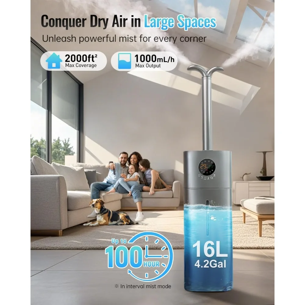 Humidifier Large Room 4.2Gal  Humidifiers for Home 2000 sq ft Humidifiers for Bedroom with Essential Oil Diffuser Extended Tube