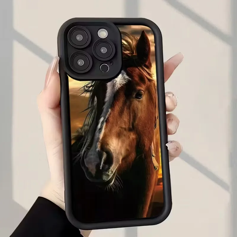 حافظة هاتف بتصميم حصان أبيض لطيف لهاتف آيفون 17AIR 16 15OLUS 14 13 12 11 PRO MAX غطاء ناعم #5