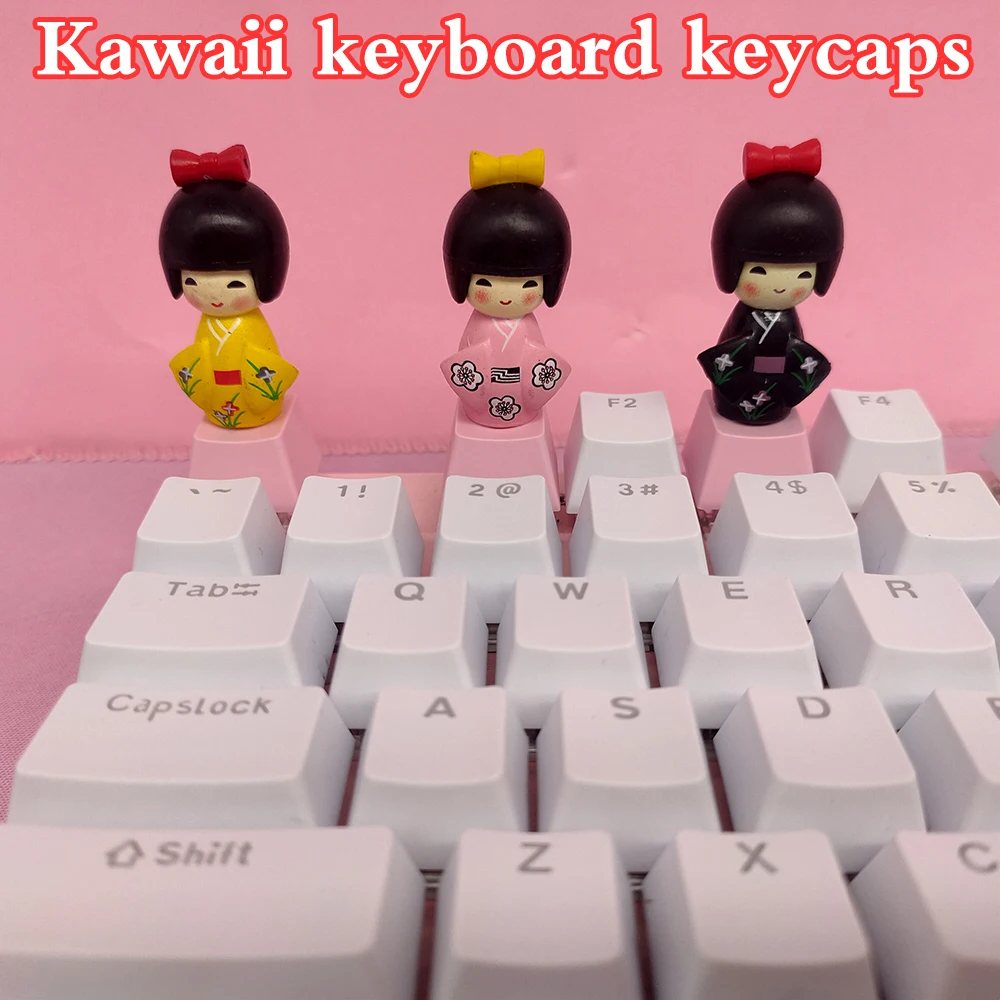 

Anime Cartoon Cute Custom Artisan Mechanical Keyboard Keycaps Cherry MX profile ESC DIY Kawaii Pink Keycap For Beautiful Girl