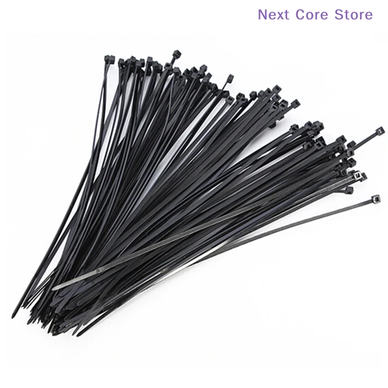 [NC]100Pcs Black 10cm Nylon Plastic Zip Trim Wrap Cable Loop Ties Wire Self-Locking[NC]