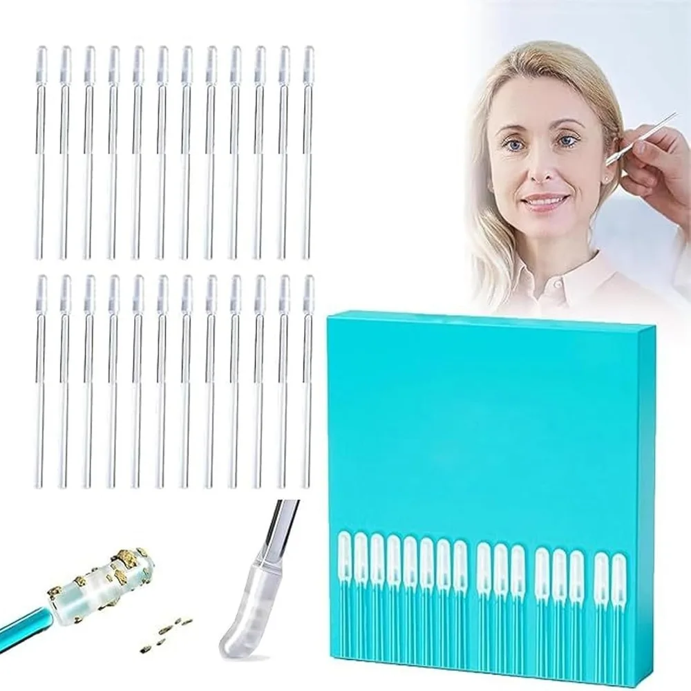 48pcs Reusable Sticky Ear Cleaning Sticks Flexible Soft Washable Earwax Removal Swabs ABS Handle Rubber Head Ear Wax Removal Kit