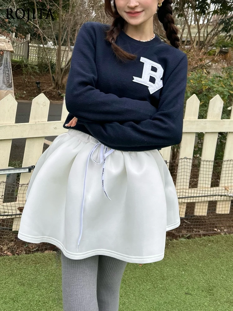 

3D Tailored White Air Cotton Half Skirt Women All Seasons Wear High Waist Drawstring Puffy Short Skirt (With Inner Shorts)