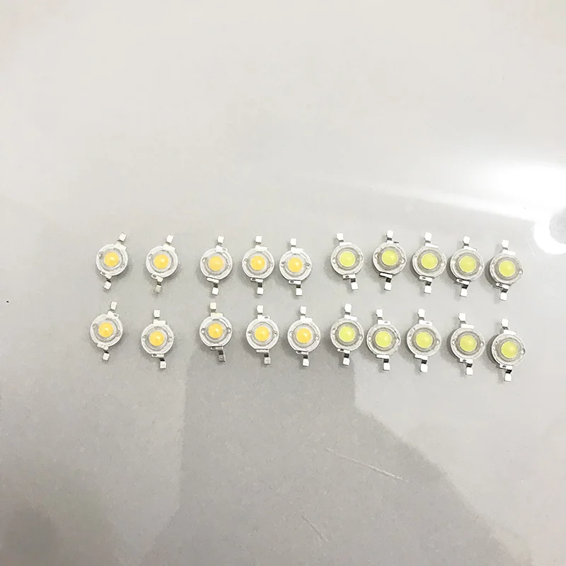 Chip LED de alta potencia de 10 piezas/100 piezas, 1W, diodo emisor de luz LED, blanco cálido, SMD, fuente de luz para bombillas DIY