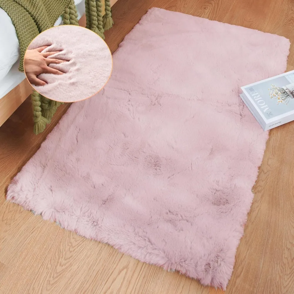 

Fuzzy Faux Washable Fluffy Fur Area Rugs for Living Room Cute Small Furry Rugs for Bedroom Kids Rug 2x3 Rug Girls Nursery