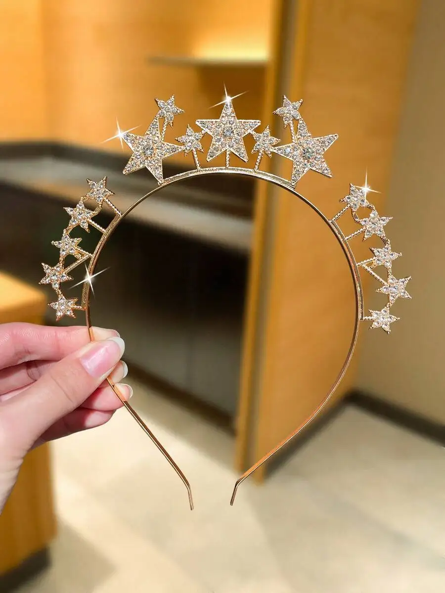 

Women Rhinestone Star Headband 3D Hair Accessory Vintage Elegant Style For Holiday Party New Year