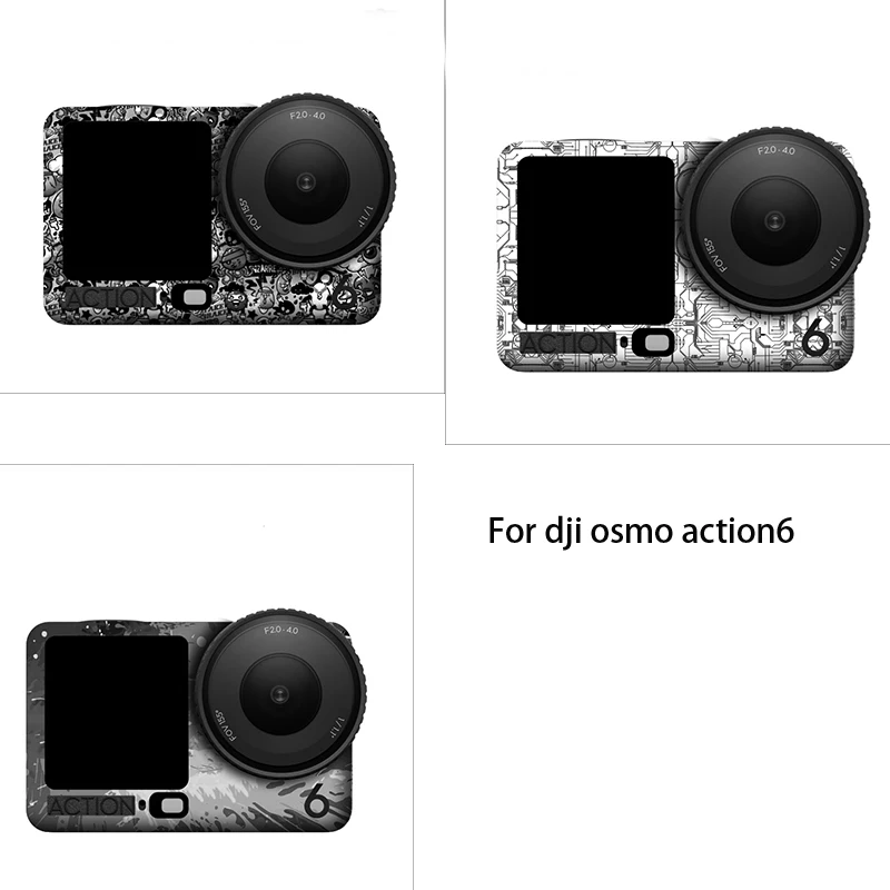 Para dji osmo action6 pegatinas de PVC película protectora cubierta de relleno calcomanía a prueba de arañazos piel extraíble para dji osmo action6 Action