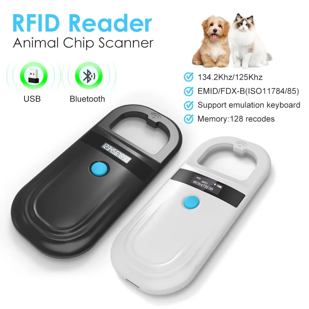 125kHz 134.2KHz Microchip Scanner - Animal Pet Chip Reader Scanner for Dogs
