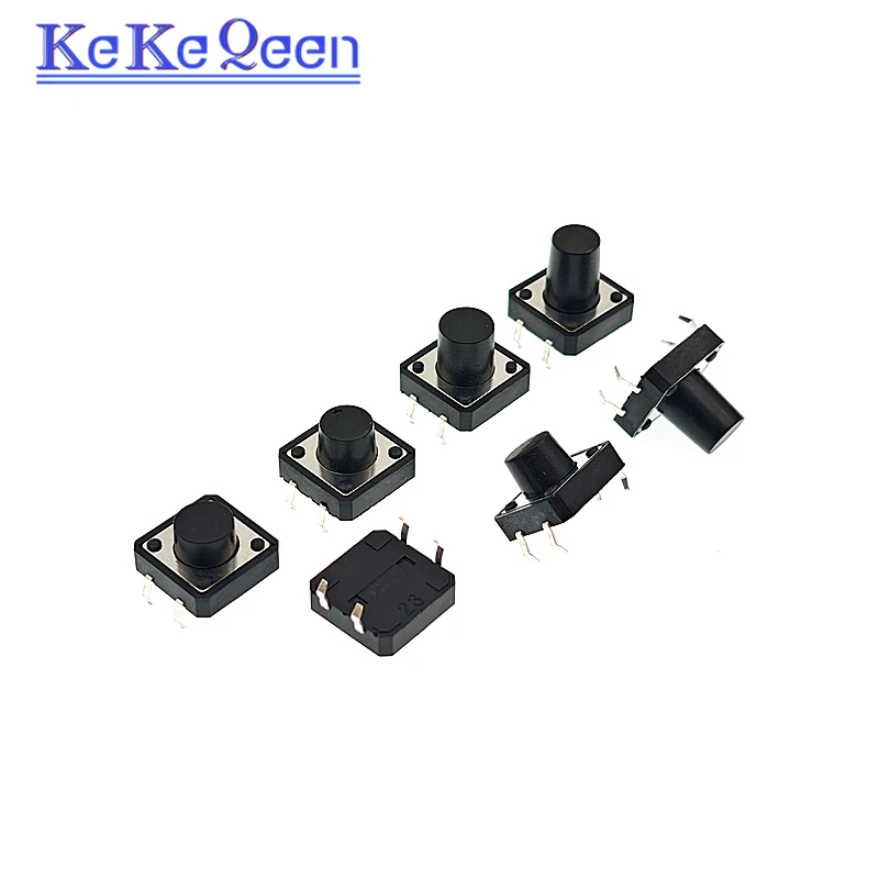 100Pcs 12*12*11/12/13/14/15/16/17/18/19/20/21mm Through Hole Micro Push Button Tactile Tact Momentary Switch 12x12 MM DIP-4 4PIN