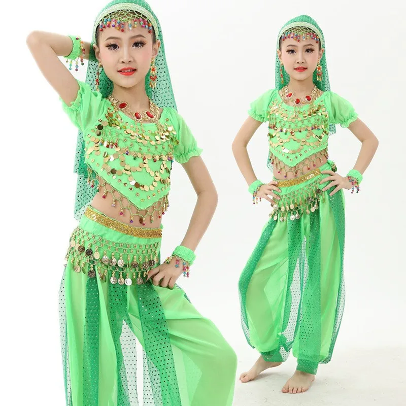 新しいインドのダンス衣装-子供用新疆ダンス衣装-女の子用ベリーダンス衣装-エスニック