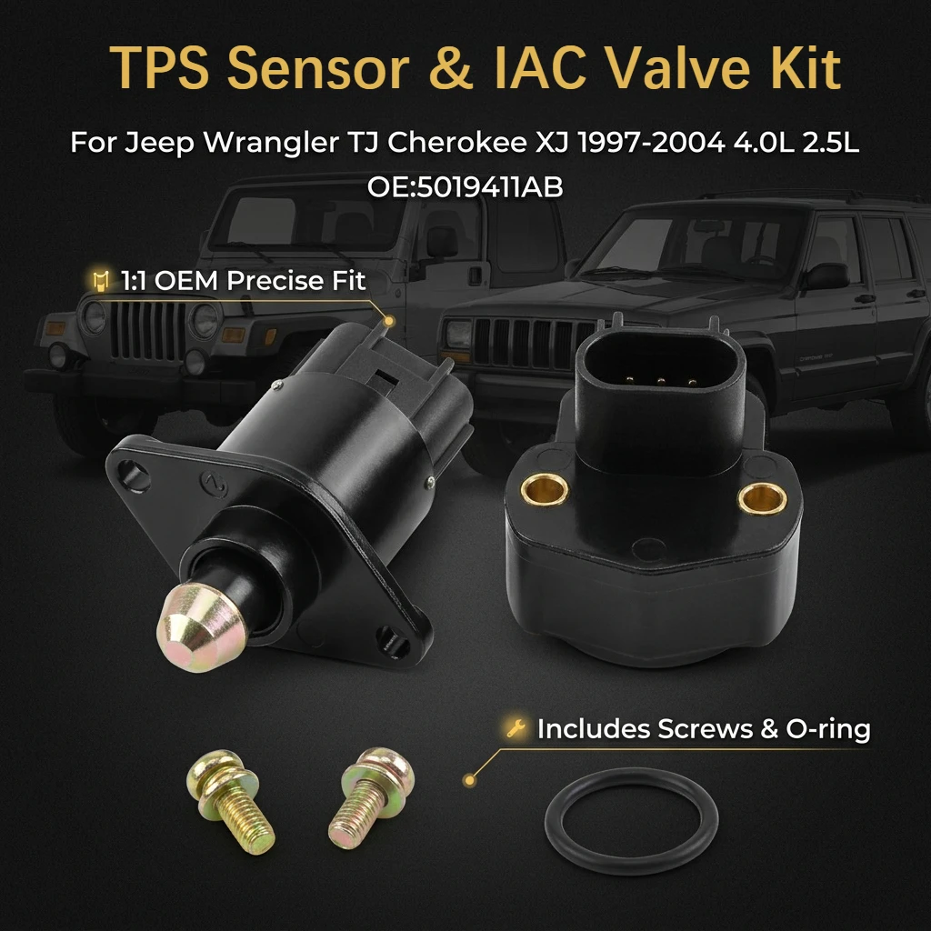 Kit de Sensor TPS y Válvula IAC 5019411AA para Jeep Wrangler TJ/LJ 1998-2005 Cherokee XJ, Sensor de Posición del Acelerador TH415 5019411AB