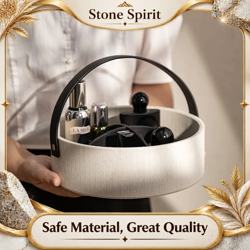 【Premium】AhunderJiaz Luxury Storage Box with Dividers, Velvet Makeup Organizer & Snack Tray, Home Desktop Decor Storage Baskets