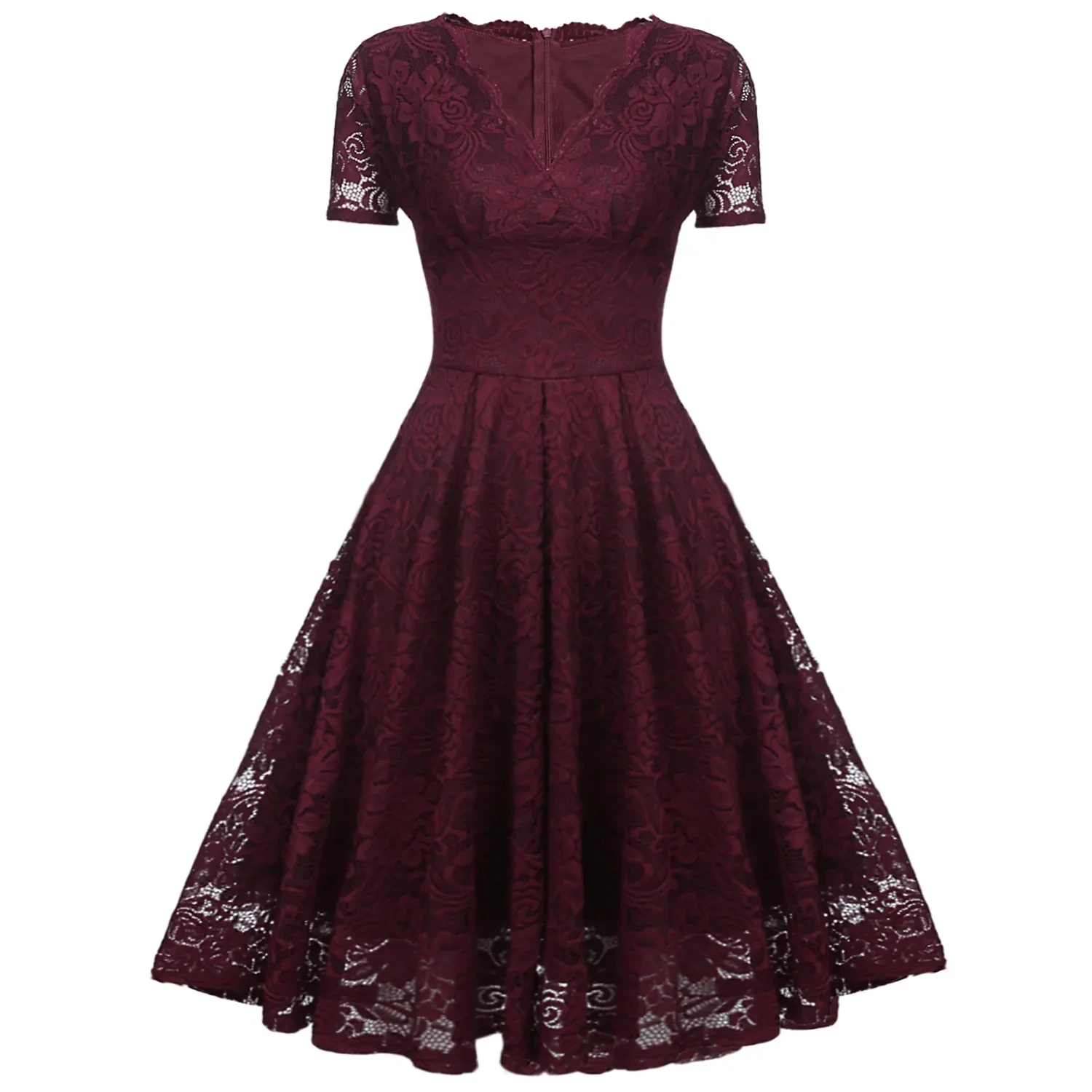 

2023 Autumn Retro Elegant Party Dress Women Fashion Exquisite Mid-length Solid Dress Lace Patchwork V-neck Evening Dresses S-XXL