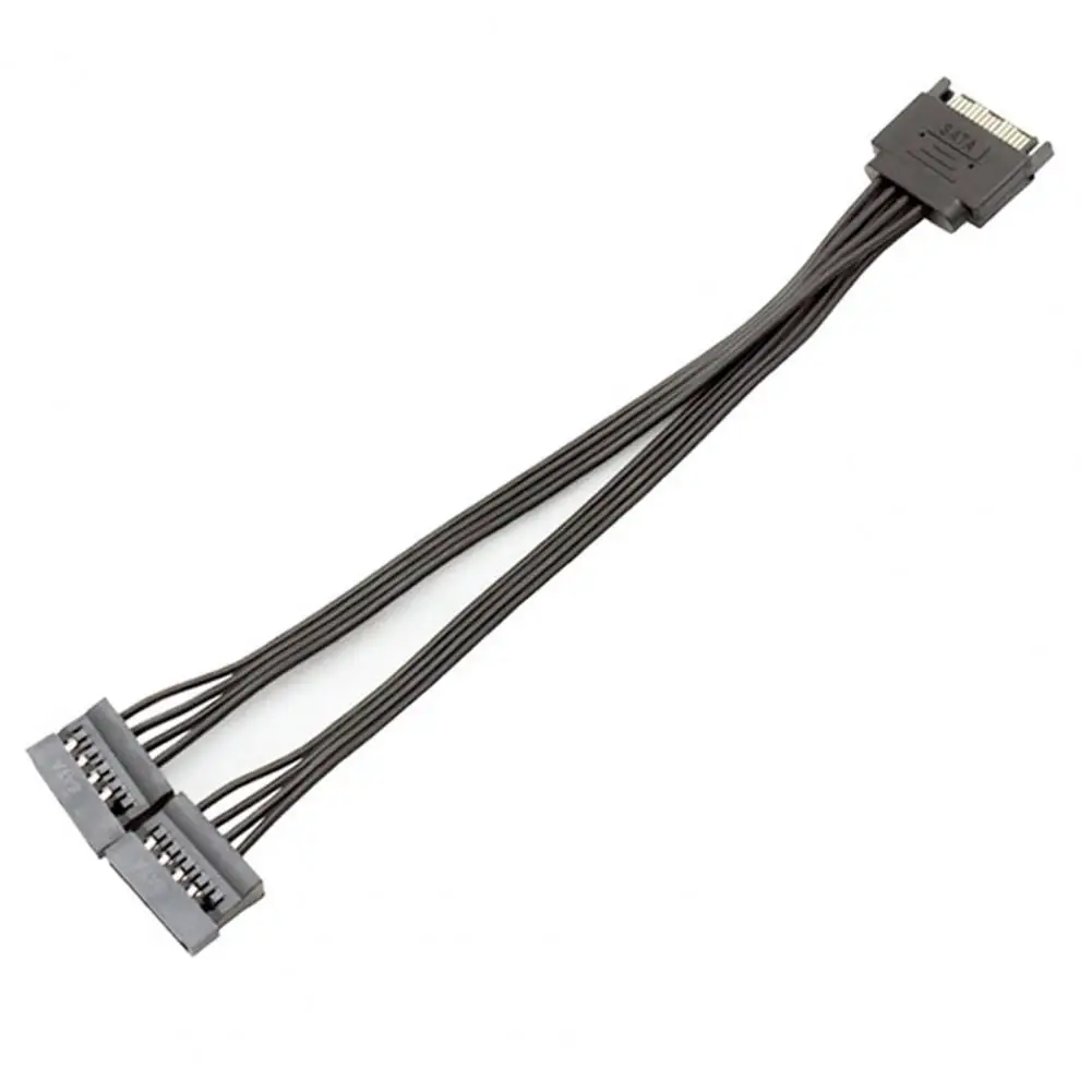 Convenient Portable 15Pin Male to 2 15Pin Female SATA Power Extension Cable Steady 1 to 2 SATA Power Cable for CD-ROM