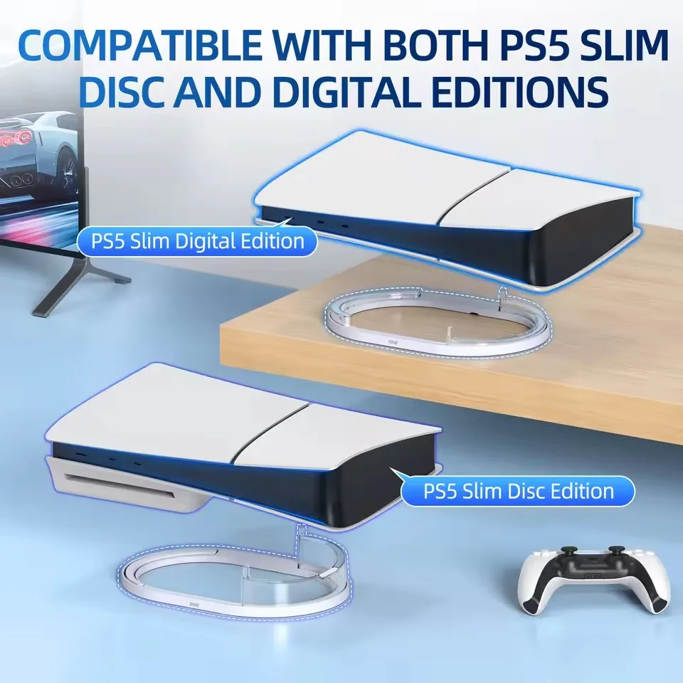 Support Horizontal IINE Compatible pour Console Sony PS5 Slim pour disque et édition numérique, installation facile, station d'accueil antidérapante et Anti-chute