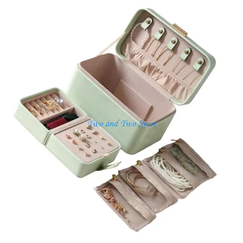 HX6F Compact Jewelry Travel Organizers Premium Multi Section Protective Case Women
