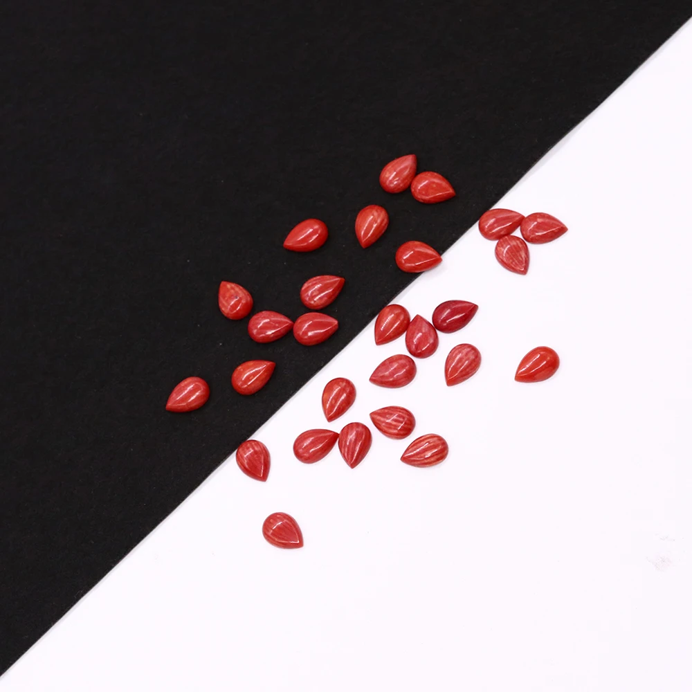 Red Colored Artificial Coral Non Porous Ring Beads Water Drop Charm Jewelry Making Loose Beads DIY Necklace Ring Accessories