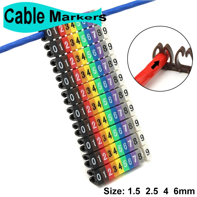 100/150pcs Cable Markers Colourful Digital Wire Numbering Marker Number Tag Label Tube For 2-8mm Wire Network Cable Cat5