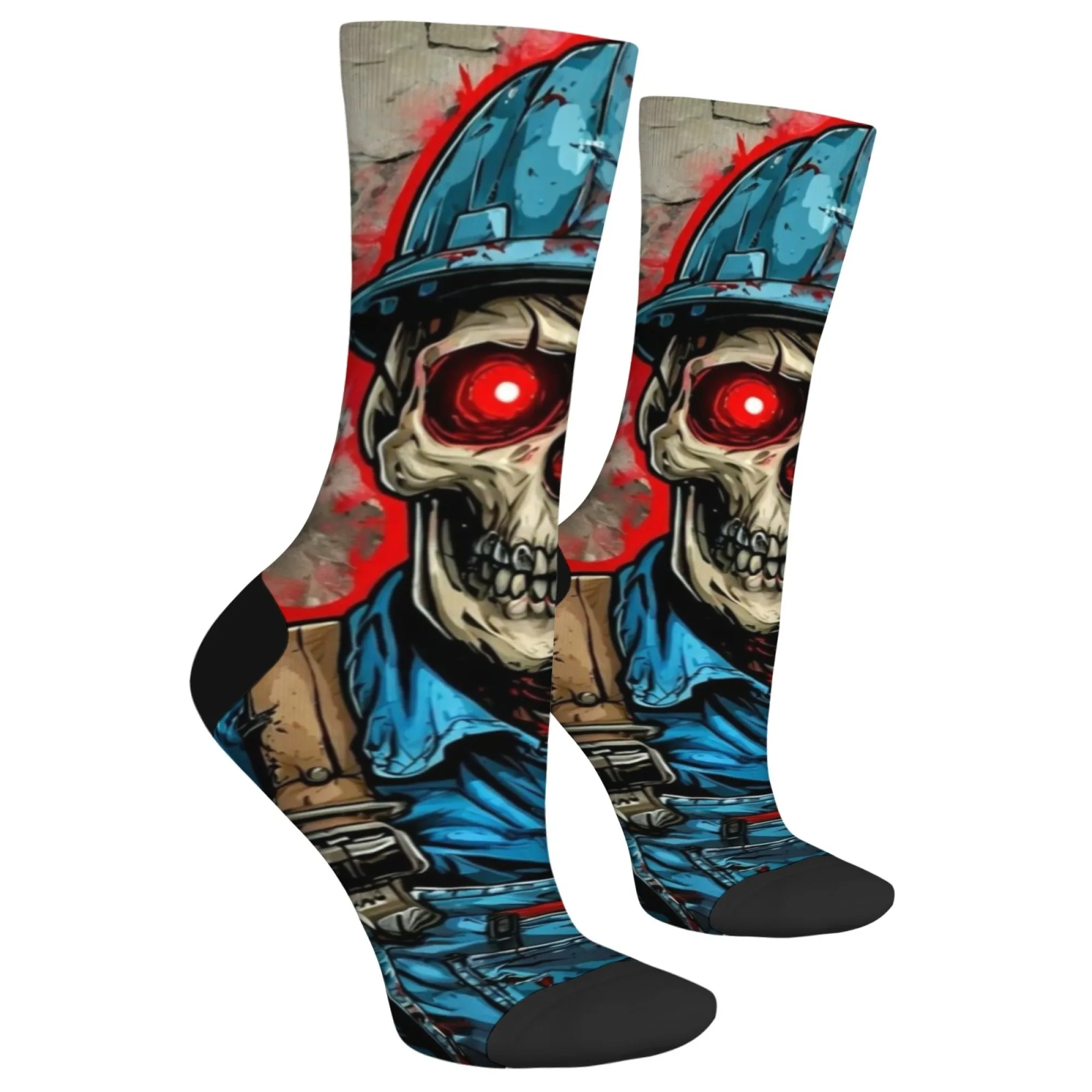Funny plumber skull trendy socks gift Harajuku retro compression socks novelty street hip-hop socks suitable for all seasons