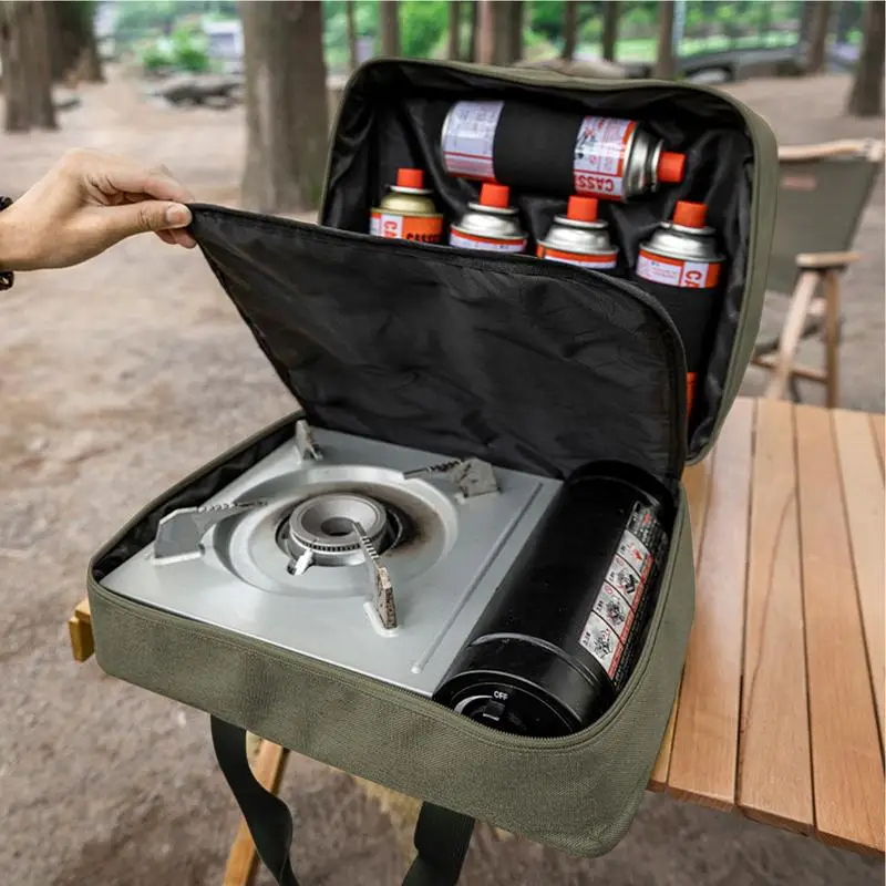 Camping Utensil Bag Oxford Organizer Travel Bag Stove Storage Bag Pouch Large Capacity Cookware Pouch Bag With Two-way Zipper