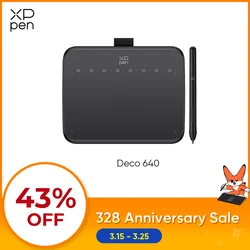 XPPen Deco 640 그래픽 태블릿, OSU 게임, 안드로이드, 윈도우, 맥용, 16K 압력 레벨, 드로잉 영역, 8 키, 60 틸트, 16x9cm