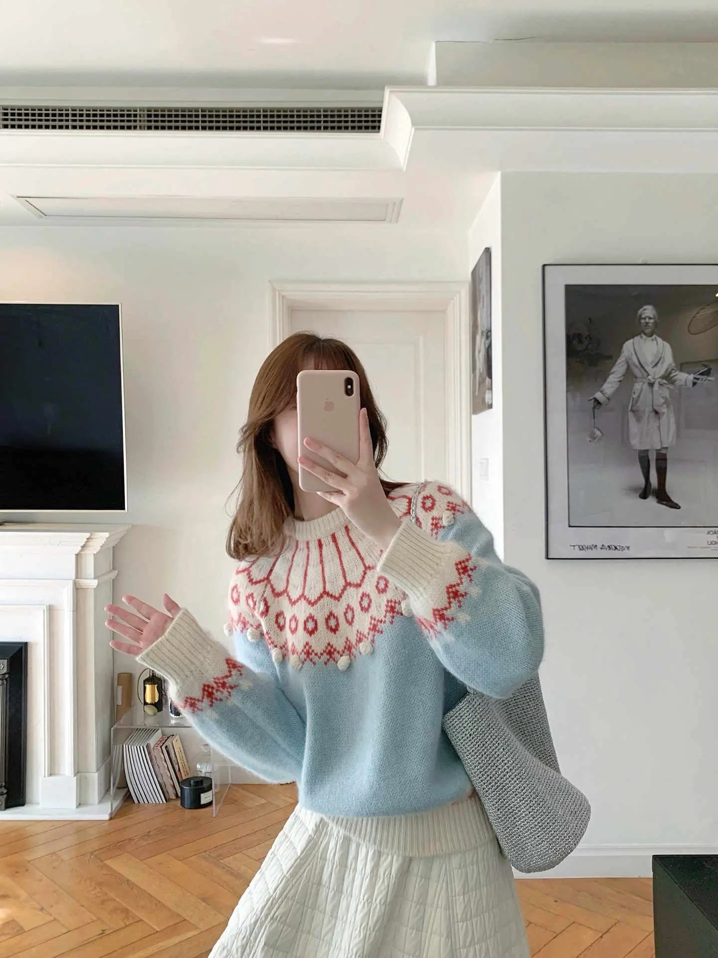 

Faionable Color Blo Set Women's Spring New High Waist Skirt And Top Two-Piece Suit Casual Sle Long Sve round Ne Kn...