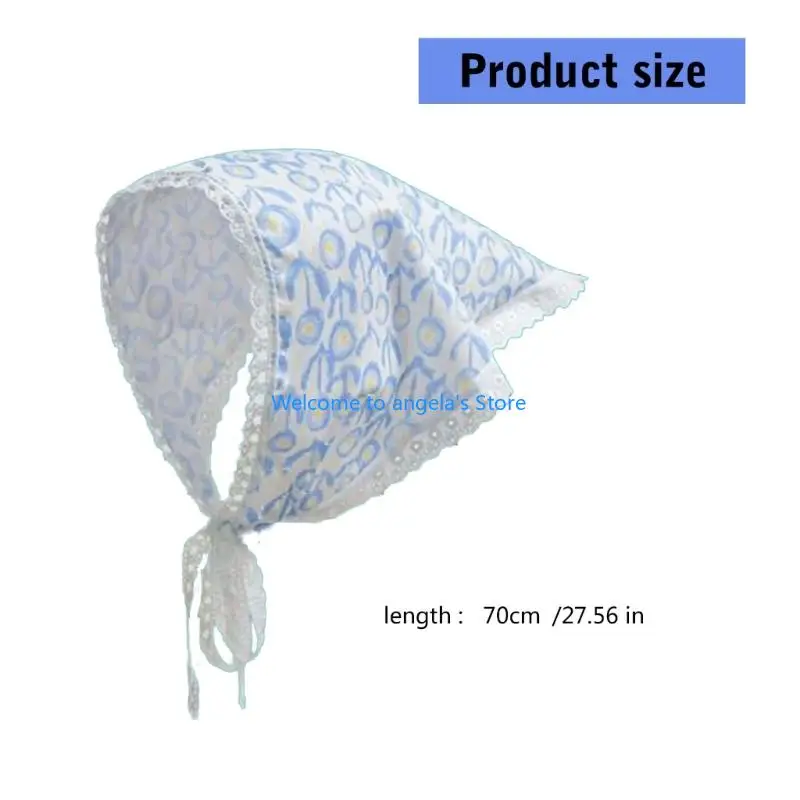 X4YC Khăn trùm đầu hình tam giác ren thanh lịch in hoa cho chuyến dã ngoại mùa xuân