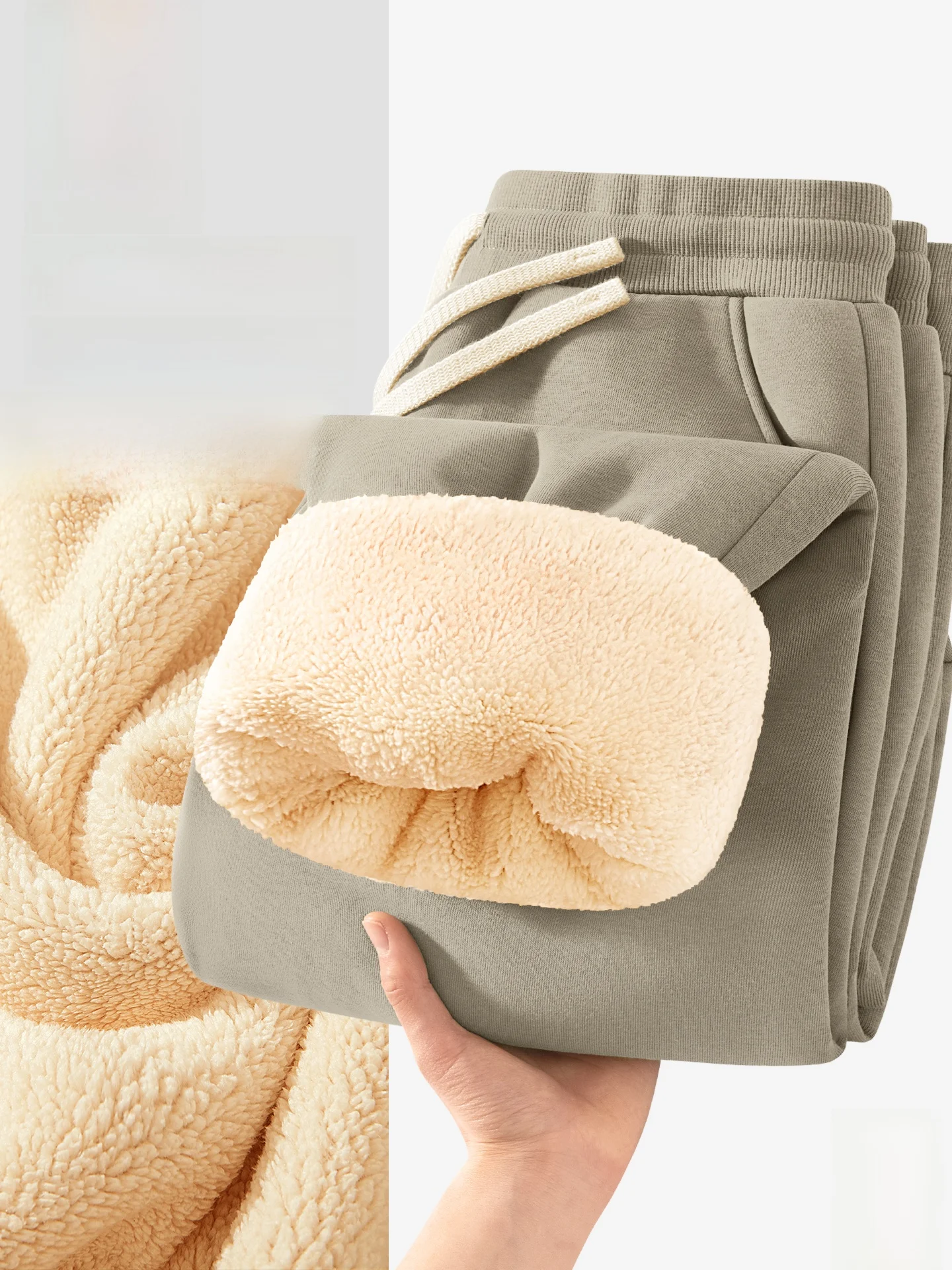 

Men's Winter Casual Pants Windproof Wear-resistant Camel Hair Cuffed Leisure Warm Sweatpants Youth Faion