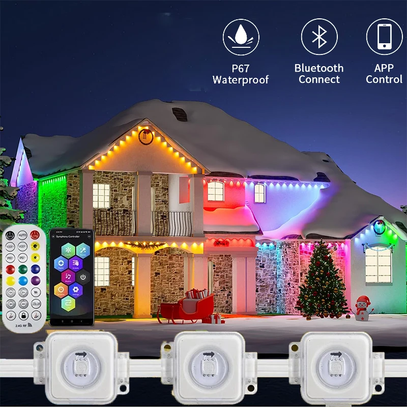 

LED A Permanent Outdoor Light for Houses, LED Smart RGB Color Outdoor Light with Scene Modes, IP67 Waterproof Eave Light