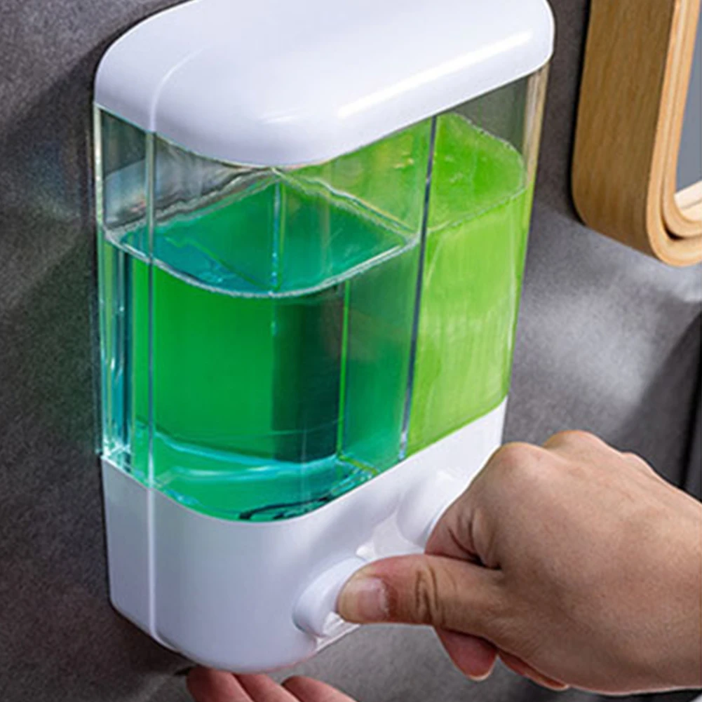 

500/1000ML Liquid Soap Dispenser Wall-Mount Liquid Soap Pump Dispenser Multifunction Manual Soap Dispenser for Bathroom Washroom