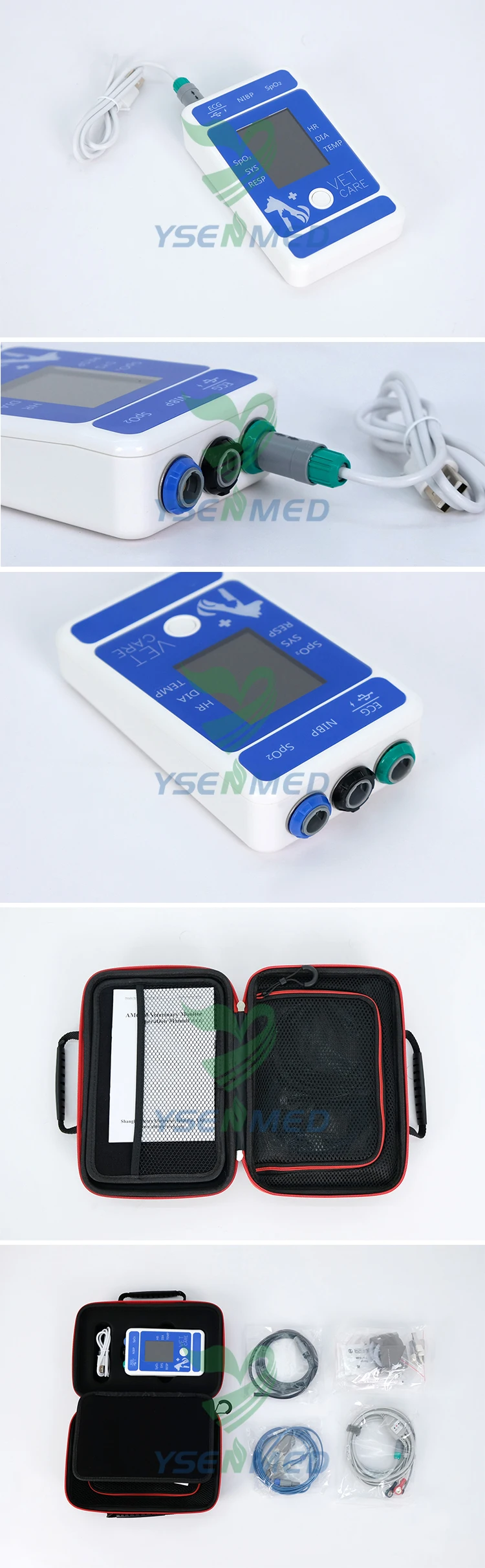 YSPM610V Sprzęt dla zwierząt Przenośna cena Monitor weterynaryjny Monitor zwierząt Typ Monitor weterynaryjny wieloparametrowy Monitor pacjenta