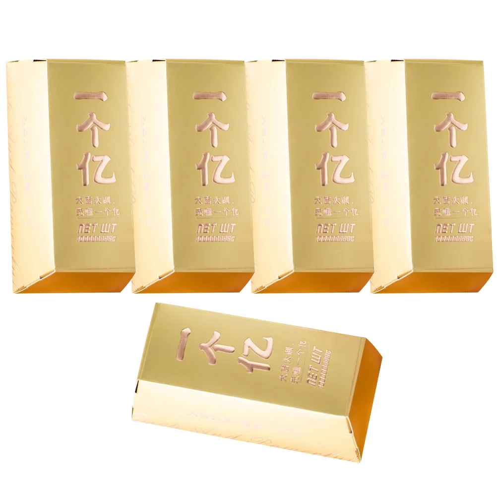

5Pcs Bar Shaped Candy Boxes Golden Paper Gift Packaging Storage Decorative Packing Boxes For Birthday Events