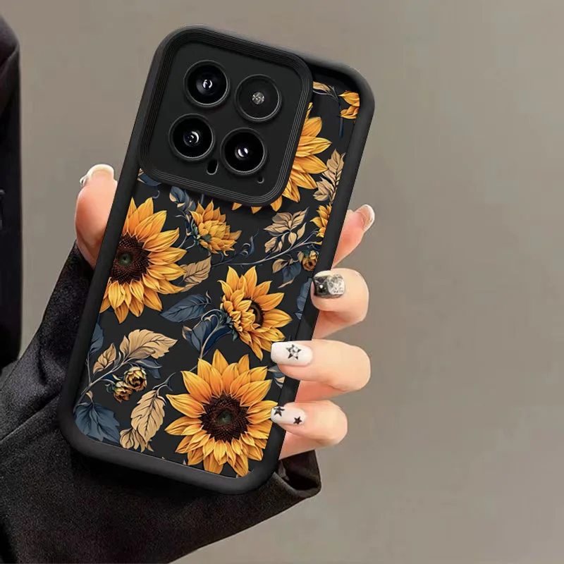 Sunflower Pattern Matte Case for Xiaomi Mi 14T 13 12 11 Lite 5G 14 13T 12T Pro Poco X6 M6 F5 X5 X3 F6 Pro 4G Silicone Cover