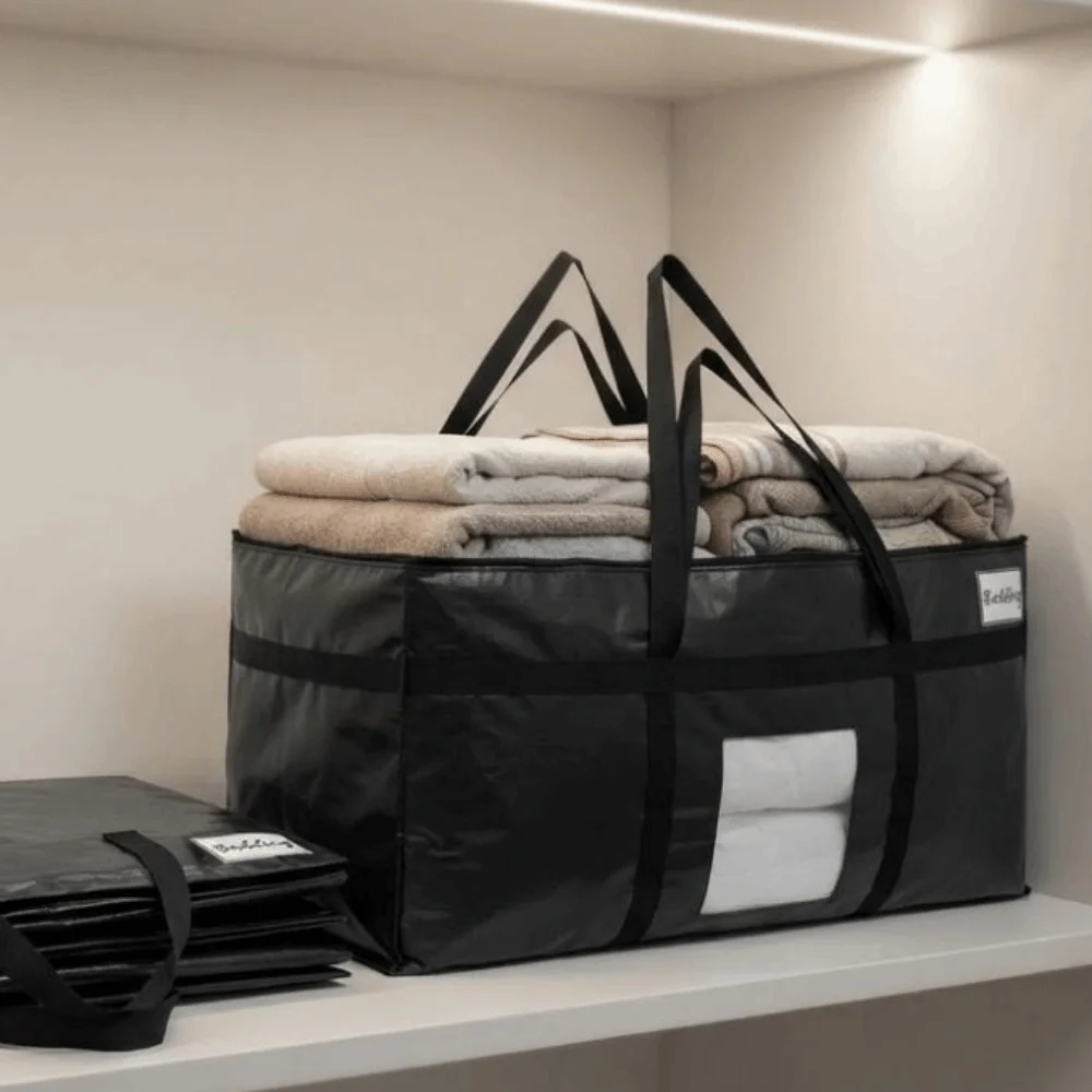 Clear Window Moving Package Bag Zipper Closure Reinforced Handles Extra Large Storage Tote Large Capacity Moisture-proof
