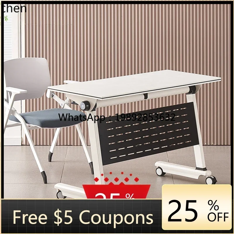 U6 Folding Training Table and Chair Free Combination Conference Table Side Flip Table with Brake Wheels