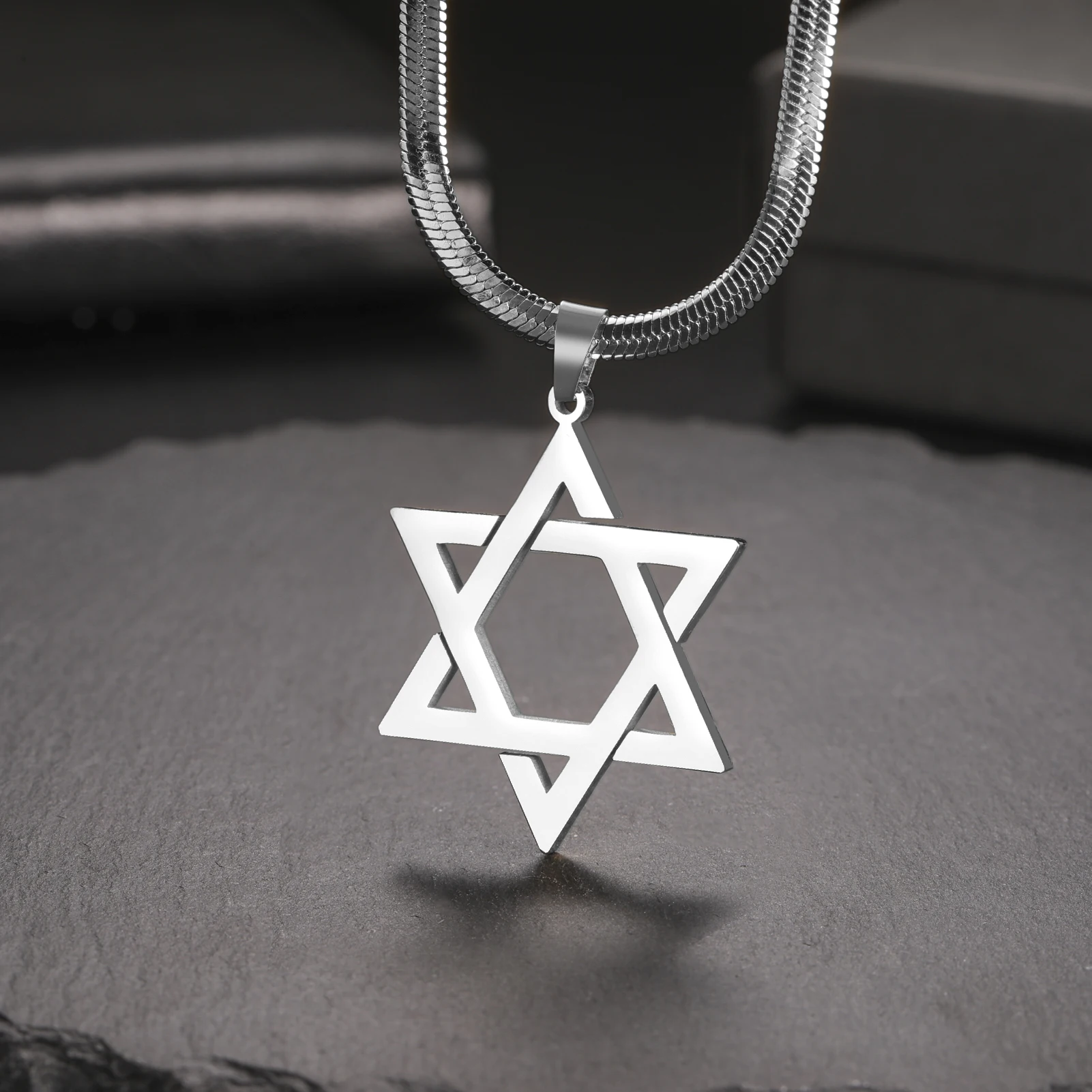 Unift David of Star Stainless Steel Necklaces for Women Israel Jewish Star Pendant Snake Chain Choker Neck Jewelry Wholesale