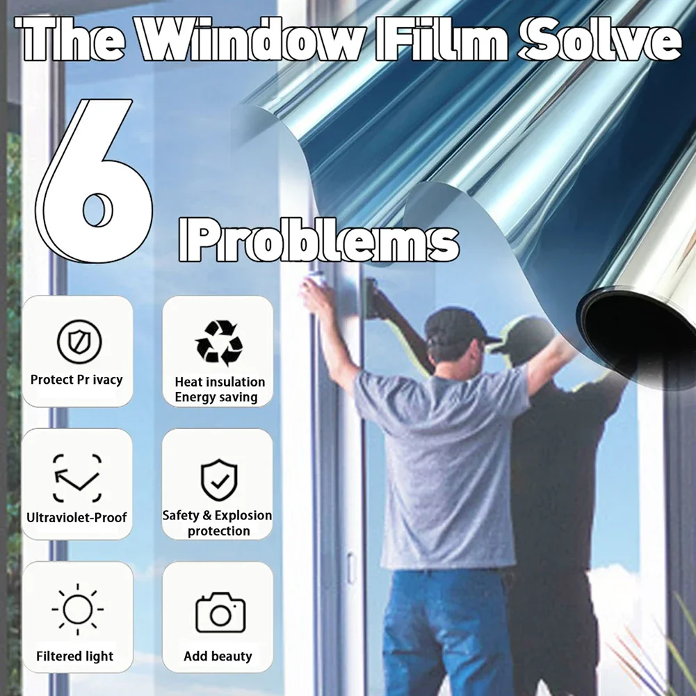 

Customizable Voltsify Self-Adhesive One-Way Privacy Mirror Window Film, 35% Light Transmission UV/Heat Blocking