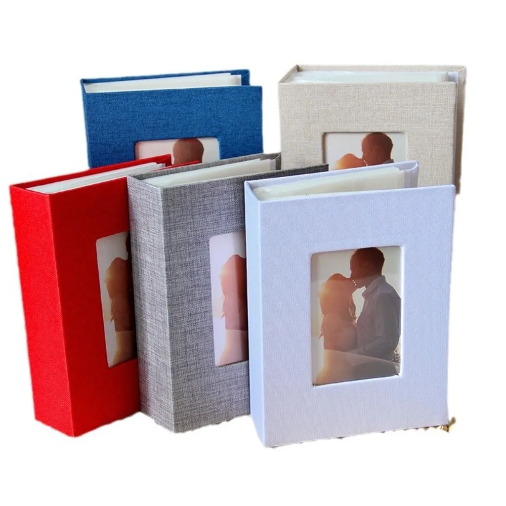 100 Pockets Photo Album 4x6 Photos DIY Writable Slip-in Picture Albums Linen Cover Small Scrapbook Album