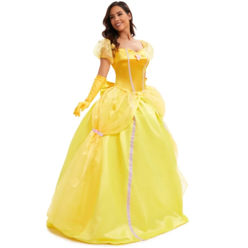 زي لويين التنكري بيل من فيلم الجميلة والوحش، تنورة الأميرة، زي تنكري للنساء، زي مسرحي تقليدي