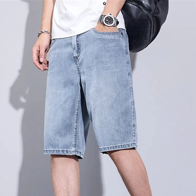 

2025 Men's Casual Jeans Summer Thin Fashion Shorts Loose Fit Cool-Feeling Five-Point Pants Mid-Length Pants