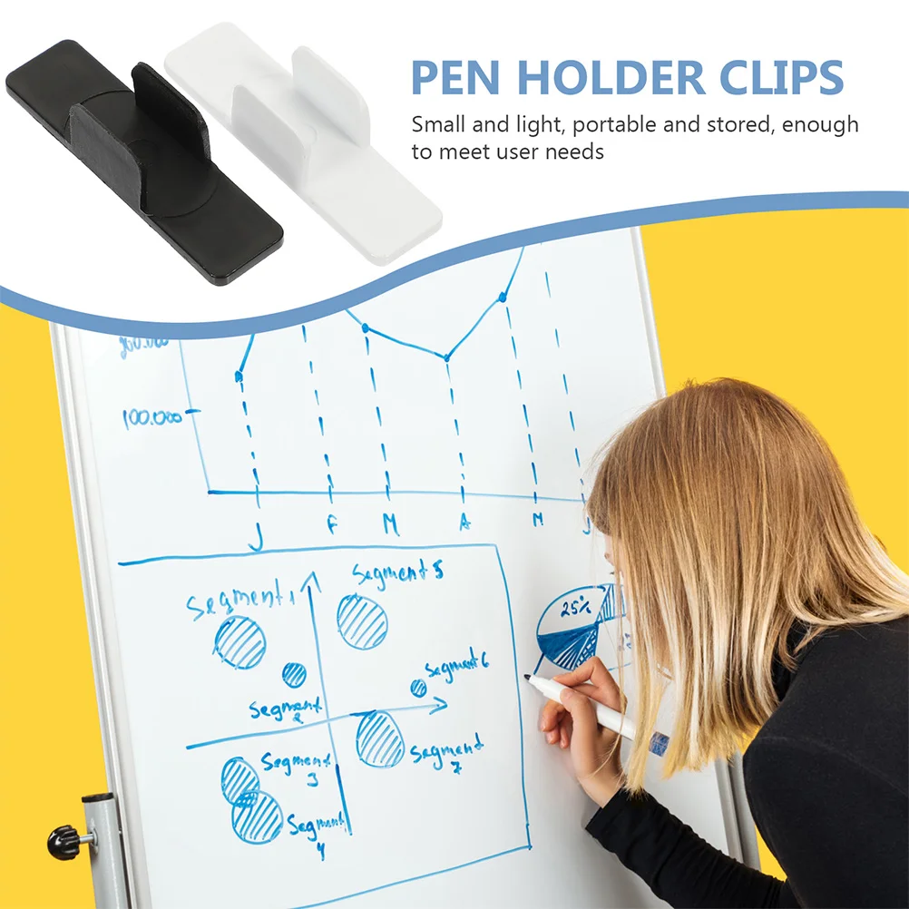

24Pcs Pen Holder Clips Self-Adhesive Plastic Whiteboard Pencil Clips Writing Pen Buckles Multipurpose Office School