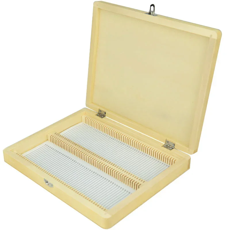 

100pcs Wooden Microscope Slides Box Pathological Slides Storage Box Holder Case