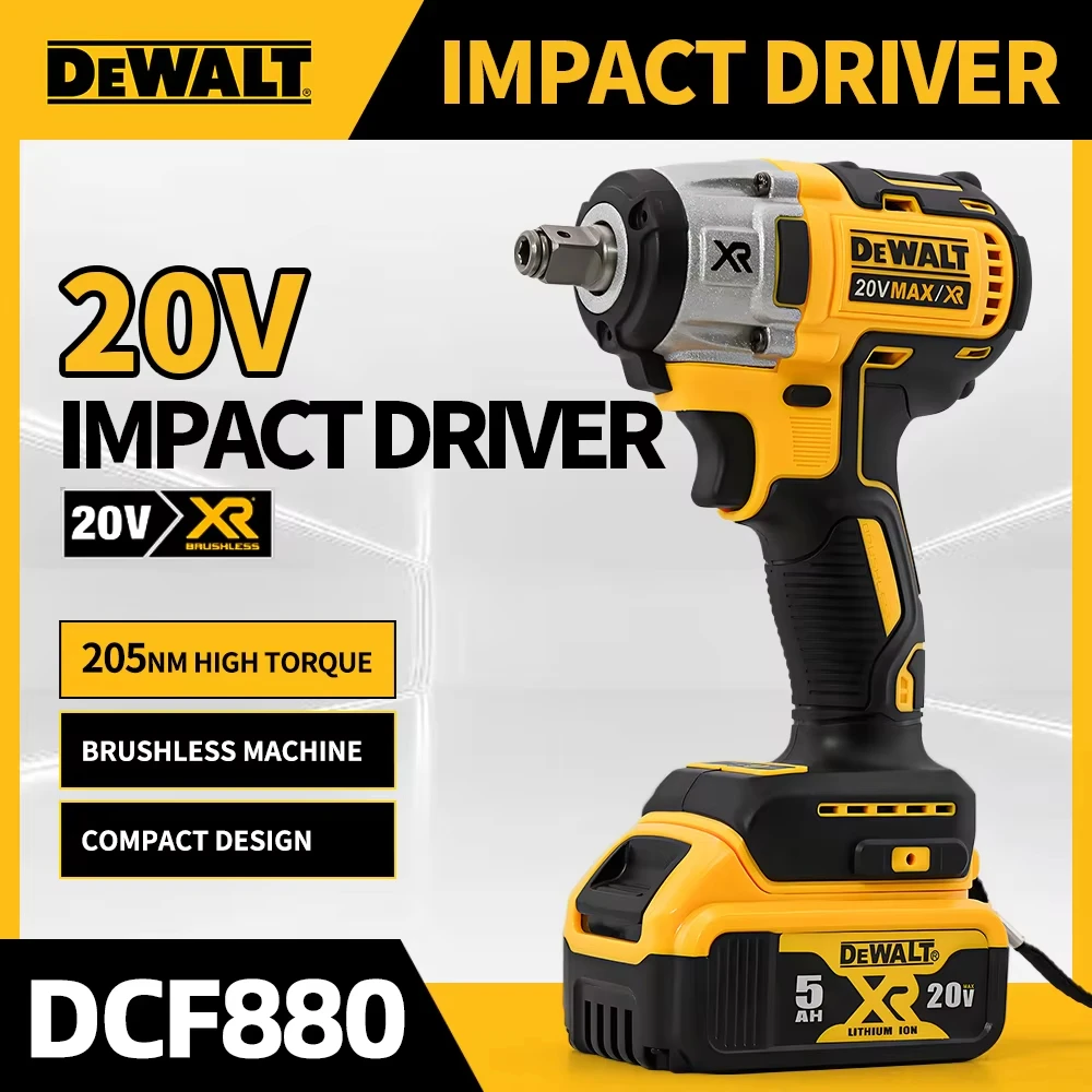 Dewalt DCF880 Brushless Impact Wrench High Torque Cordless Electric Wrench Tire Repair Tool 20V Rechargeable Power Tools