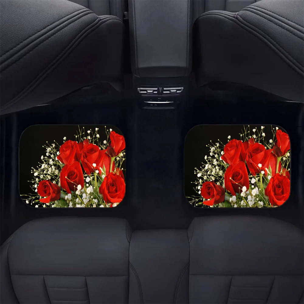 1 قطعة/2 قطعة/4 قطعة باقة من الورود نمط سيارة الكلمة حصيرة ، العالمي سيارة الجبهة والخلفية مقعد حصيرة سماكة آلة قابل للغسل الطابق Ma #4