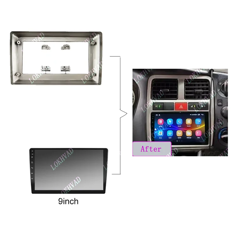 2 DIN 9-дюймовая радиоприемная панель для Hyundai Porter H100 2009-2012, серебристая аудиостереосистема считывателя, рамка Android, жгут проводов