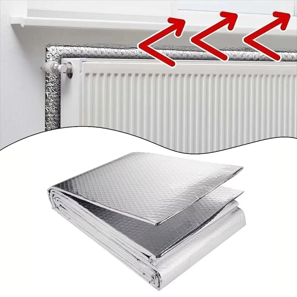 

245x60cm Radiator Heat Reflector Back Foil Heat Reflective Heat Energy Saving Film Pad Wall Thermal Insulation Aluminum Film