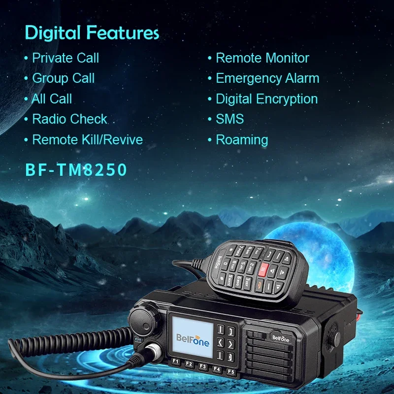 full set of digital features mobile radio BelFone  BF-TM8250 critical communications mobile radio   GPS Vehicle Mouted radio