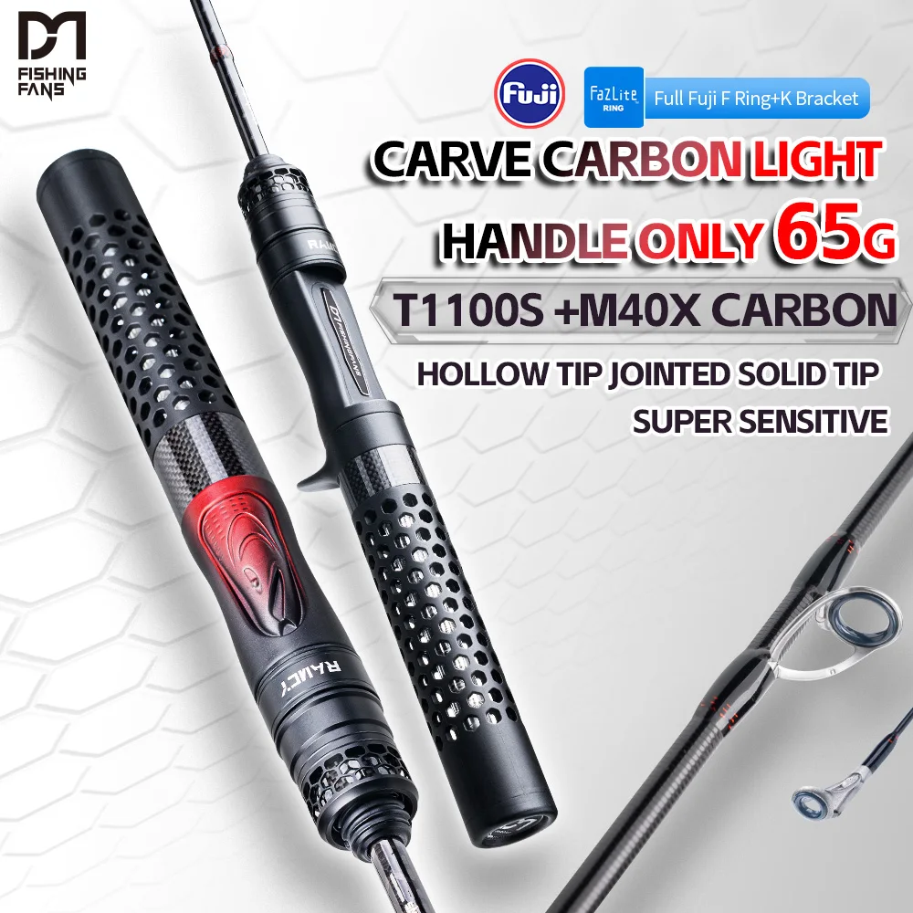 FISHINGFANS 65g T1100 Carbonrute Ultraleichtes Licht 1,47 m 1,65 m 1,83 m FUJI F GUIDE CARBON GRIFF Spinning Casting Angelrute