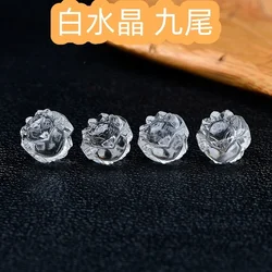White crystal carved nine-tailed fox
