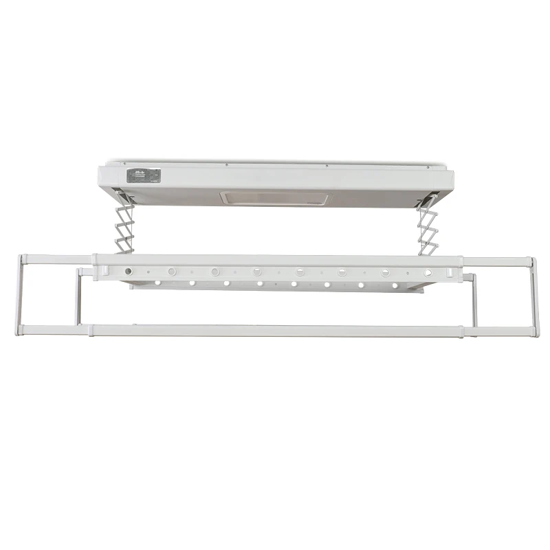 Tendedero de ropa retráctil de secado automático de doble varilla de tubo de acero con iluminación LED