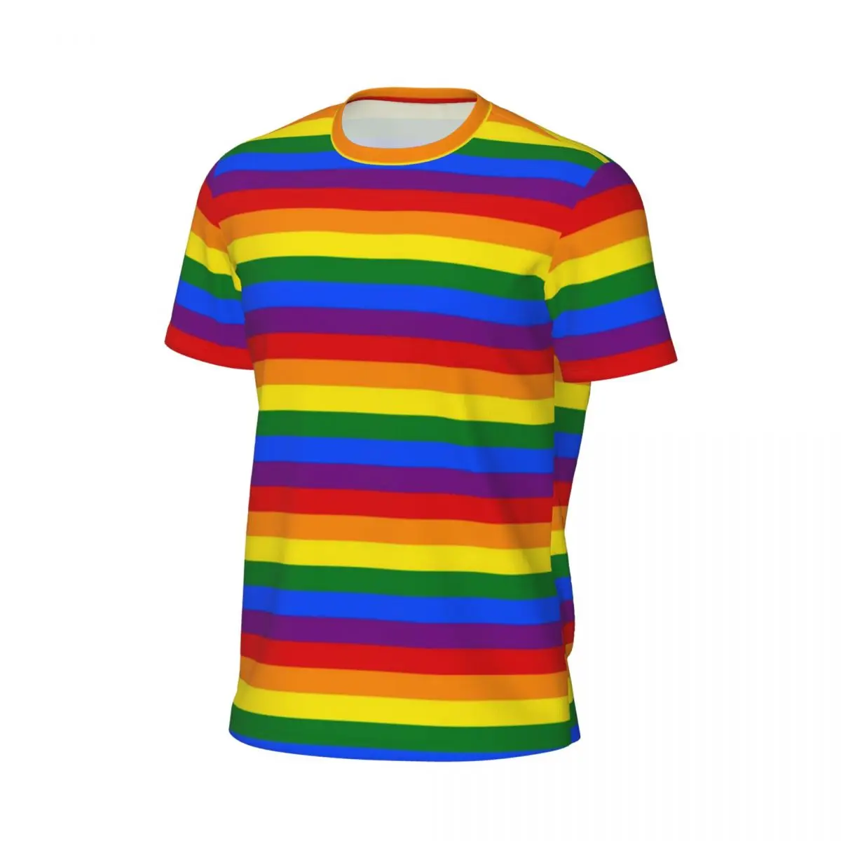 Rainbow Stripe T Shirt Pride Flag Print Trendy Cool Gym T-Shirts Short-Sleeve Breathable Tshirt Beach Y2K Basic Oversized Tees